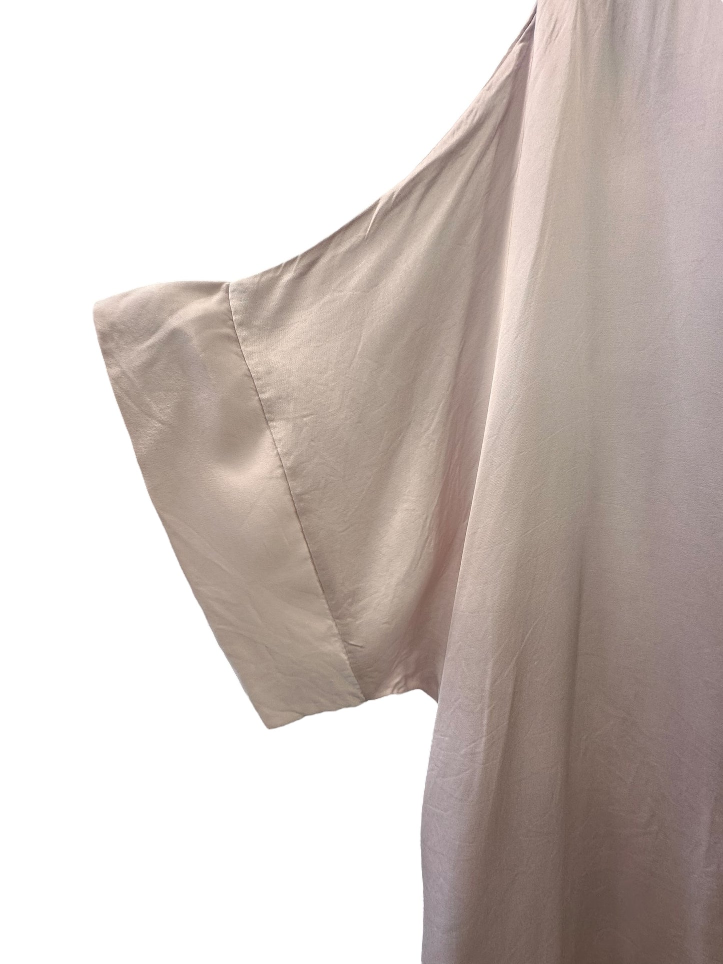 Σατέν Oversized Μακρύ Φόρεμα Με V  & Κοντό Μανίκι