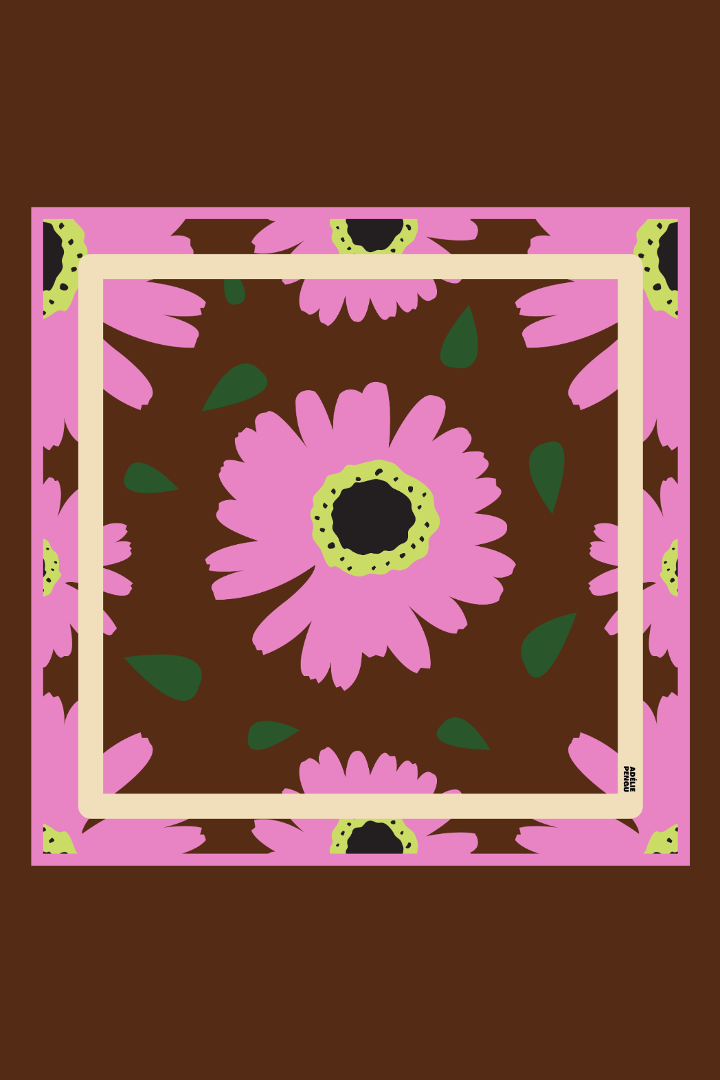 Adelie Pengu - Raul Scarf Σατέν Μαντήλι Margaritas Brown 65x65cm