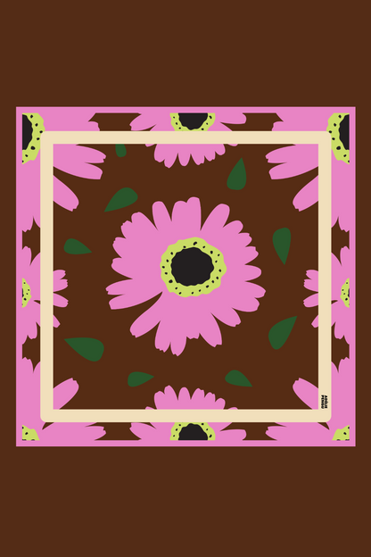Adelie Pengu - Raul Scarf Σατέν Μαντήλι Margaritas Brown 65x65cm