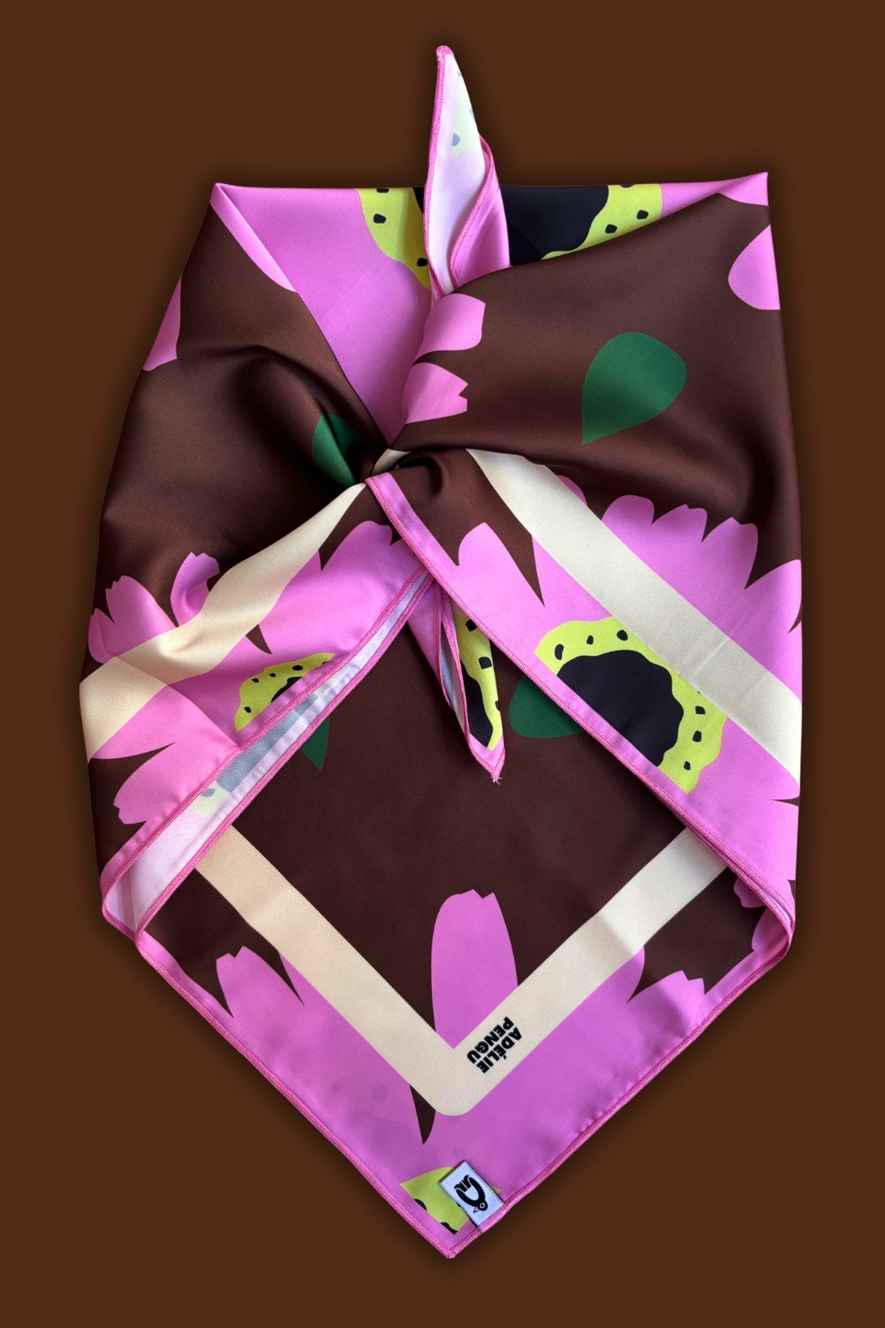 Adelie Pengu - Raul Scarf Σατέν Μαντήλι Margaritas Brown 65x65cm