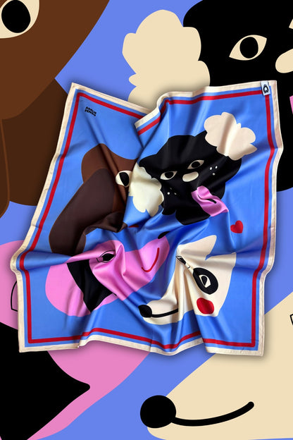 Adelie Pengu - Raul Scarf Σατέν Μαντήλι Dogs 65x65cm