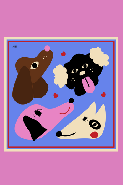 Adelie Pengu - Raul Scarf Σατέν Μαντήλι Dogs 65x65cm
