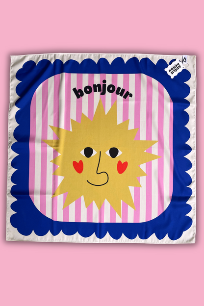 Adelie Pengu - Raul Scarf Σατέν Μαντήλι Bonjour 65x65cm
