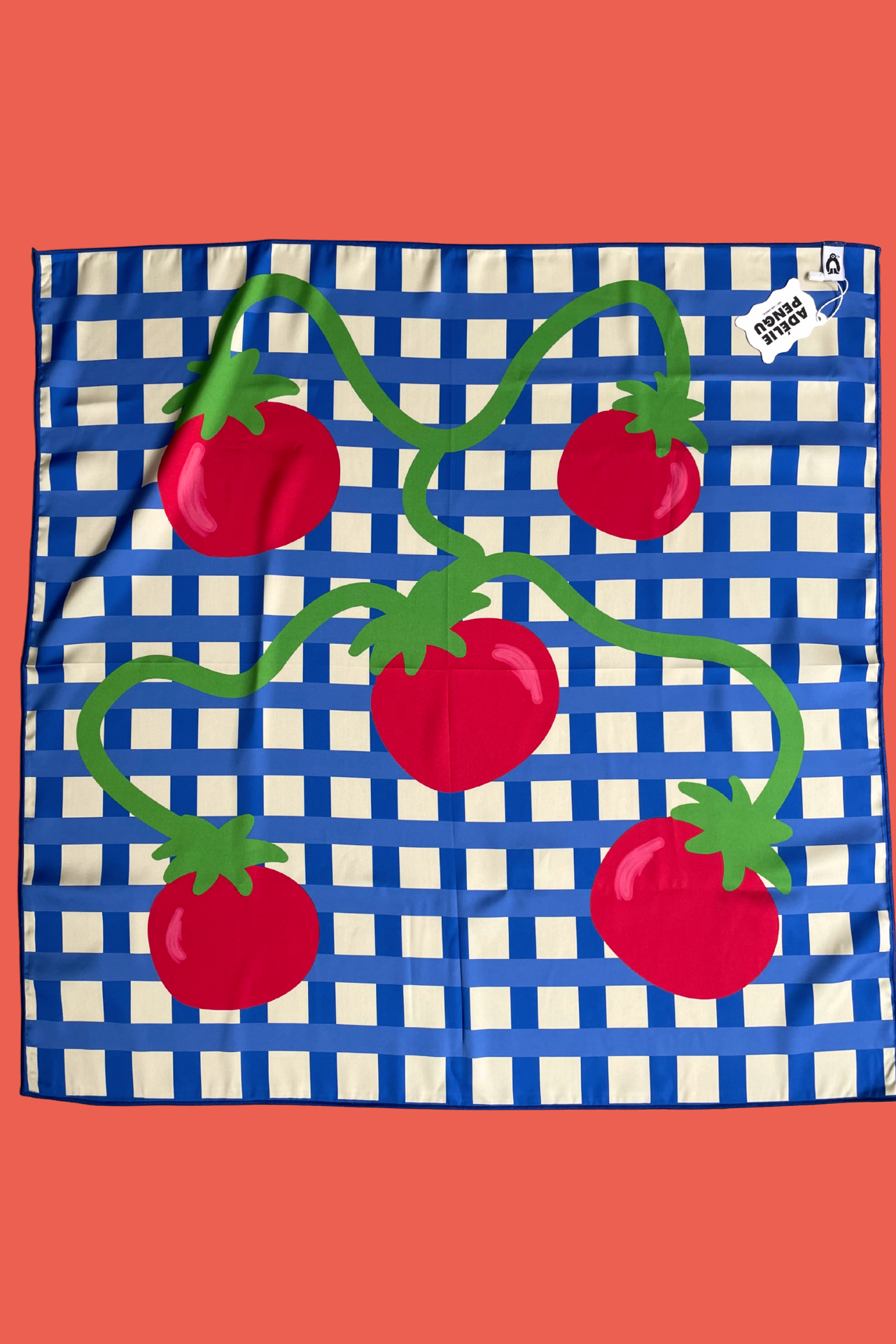 Adelie Pengu - Raul Scarf Σατέν Μαντήλι Summer Tomatoes 65x65cm