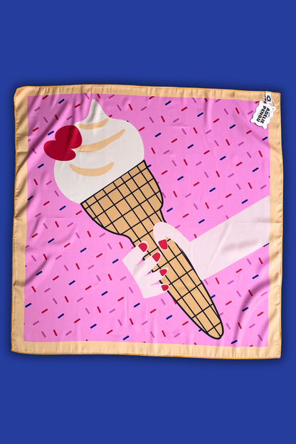 Adelie Pengu - Raul Scarf Σατέν Μαντήλι Ice Cream 65x65cm