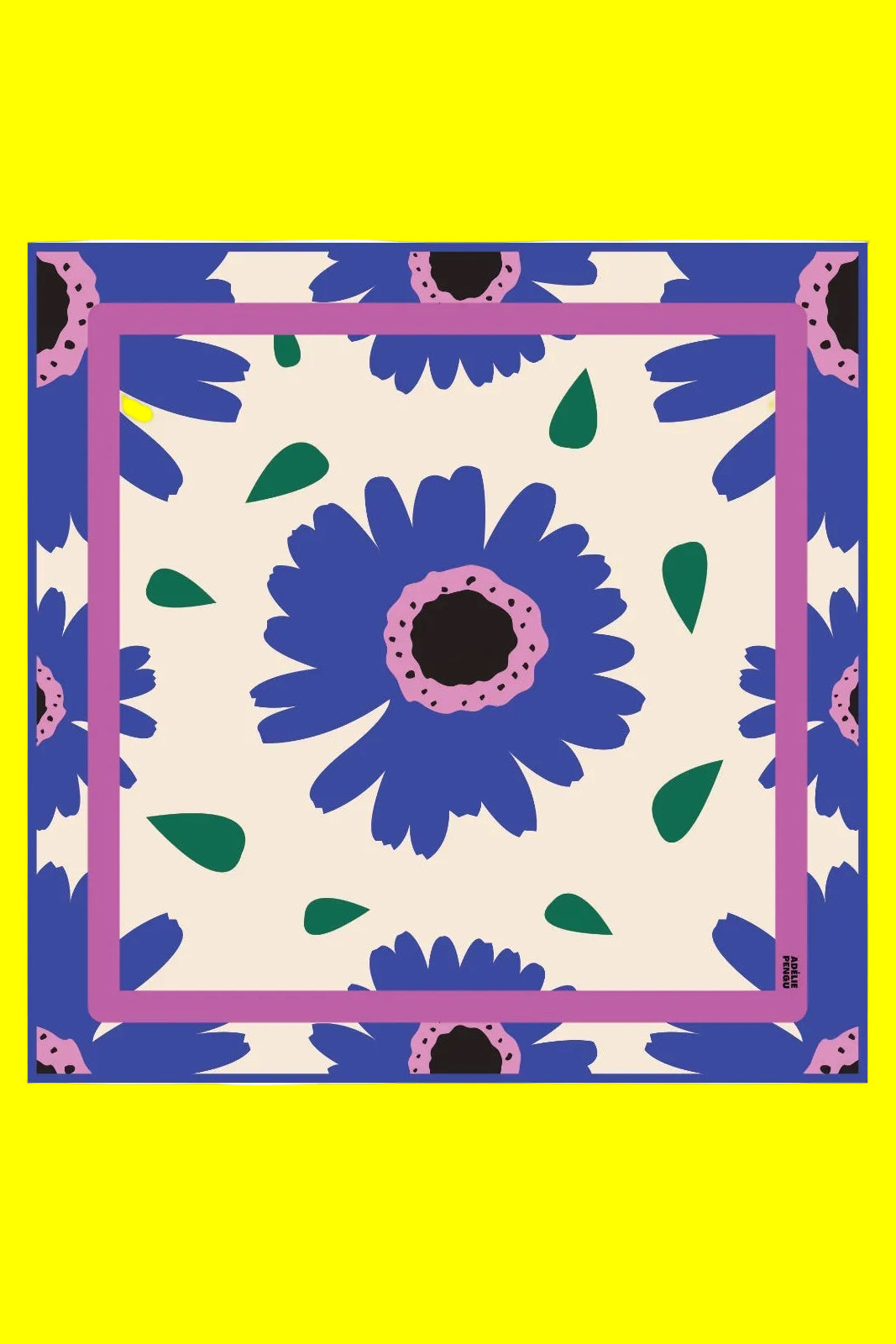 Adelie Pengu - Raul Scarf Σατέν Μαντήλι Margaritas 65x65cm