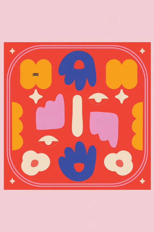 Adelie Pengu - Raul Scarf Σατέν Μαντήλι Abstract III 65x65cm