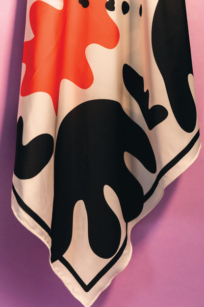 Adelie Pengu - Raul Scarf Σατέν Μαντήλι Abstract II 65x65cm