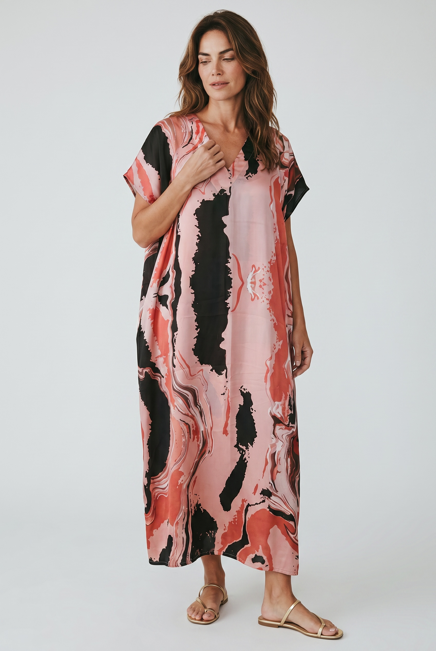 Anlyta - Oversized Καφτάνι Silk Touch  Barbara Pink