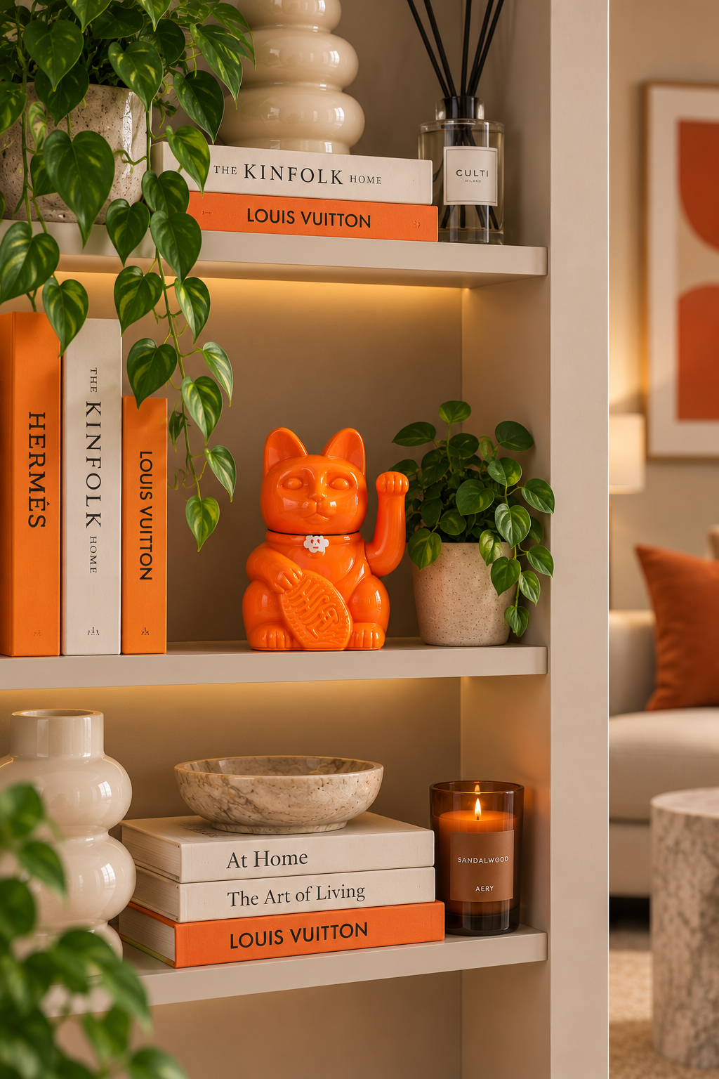 Diminuto Cielo - Διακοσμητικό Επιτραπέζιο Lucky Cat Orange