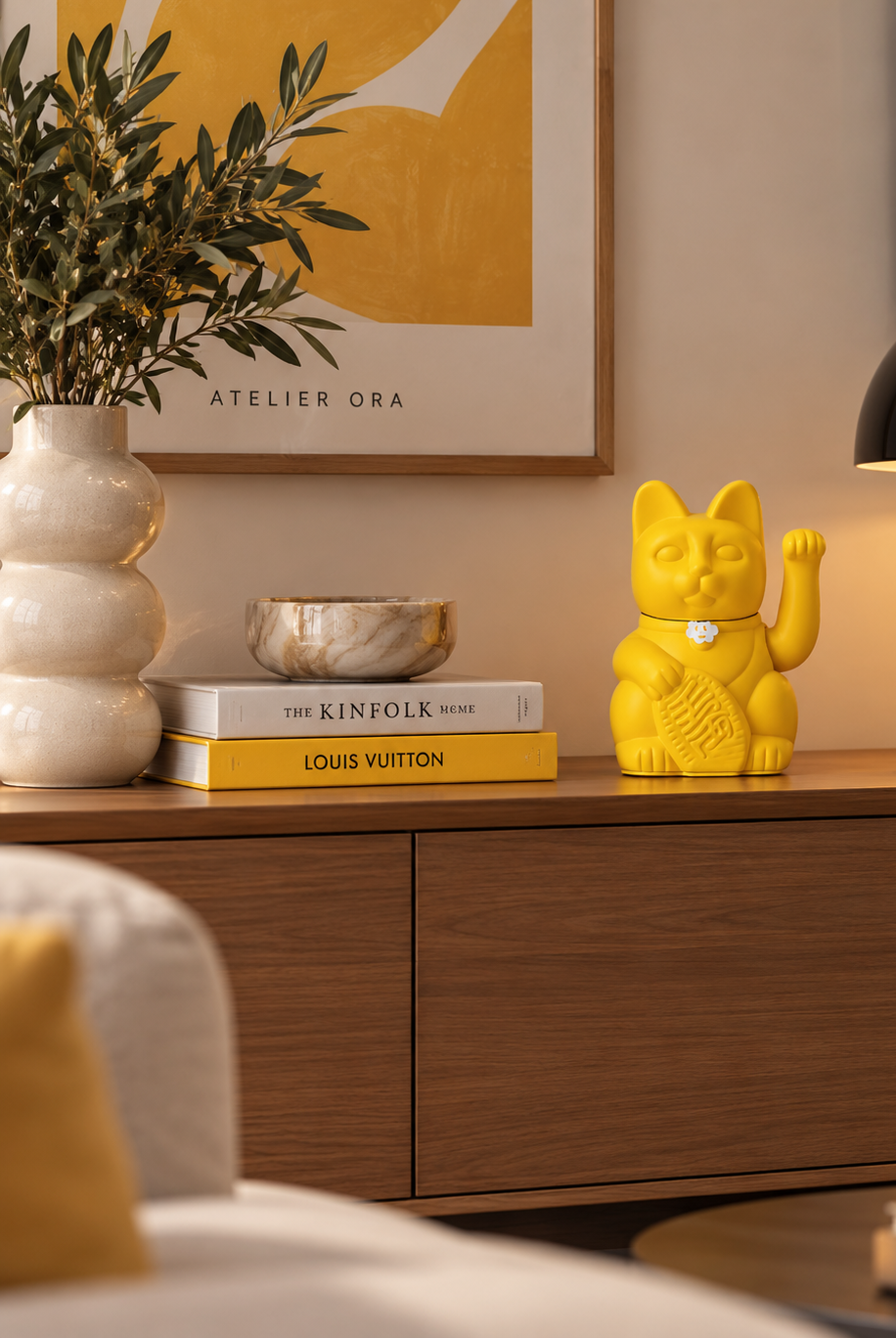 Diminuto Cielo - Διακοσμητικό Επιτραπέζιο Lucky Cat Lemon Yellow