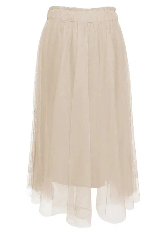 Charizma - Μπεζ Midi Φούστα Από Τούλι Με Ελαστική Φόδρα