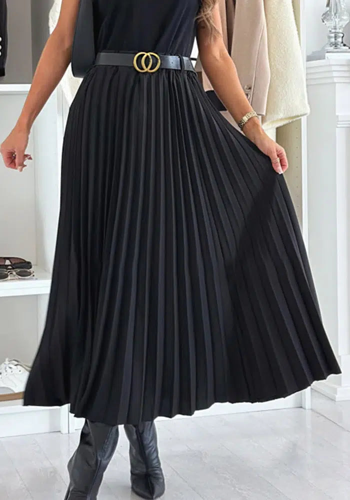 Φούστα Μάξι Σατέν Πλισέ