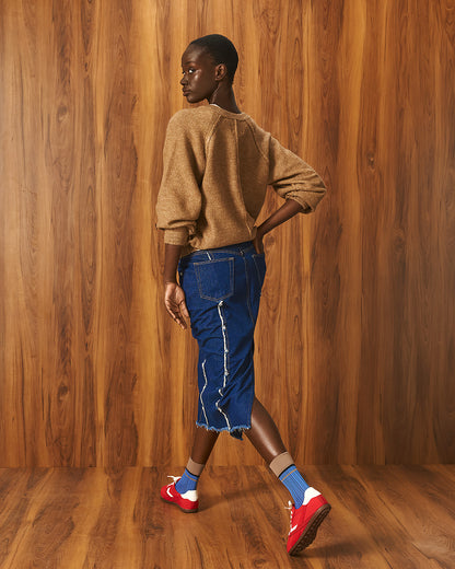 Tailor Made - Πλεκτό Πουλόβερ Camel Raglan με Πατιλέτα Κουμπιών