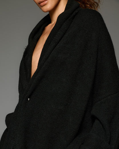 Tailor Made - Oversized Πλεκτή Ζακέτα με Σάλι Γιακά & Διακοσμητικό Κούμπωμα