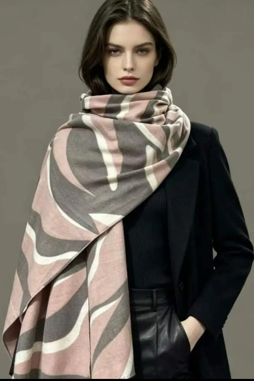 Victoria - Oversized Γυναικείο Κασκόλ Εσάρπα με Γεωμετρικό Σχέδιο