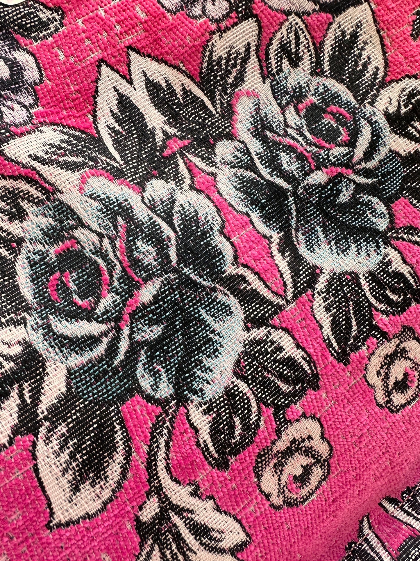 Tote Τσάντα Βελούδο Φούξια Ταπισερί