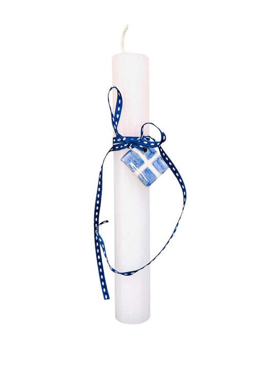 Λαμπάδα Χειροποίητη Με Κεραμικό Στοιχείο Σημαία