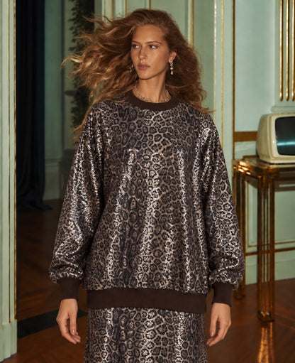 Minuu by Sourloulou - Onyx Sequin Oversized Μπλούζα