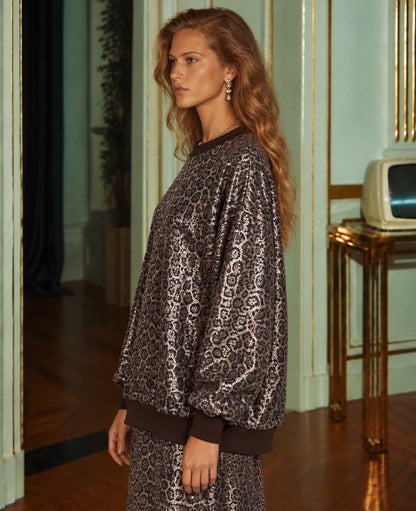 Minuu by Sourloulou - Onyx Sequin Oversized Μπλούζα