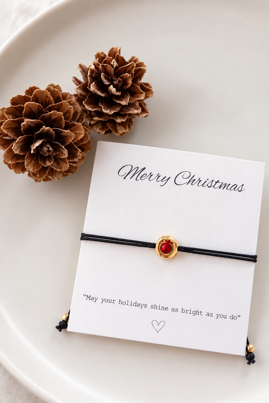 Queen Handmade Creations - Βραχιόλι Ρόδι με Χρυσό Επιχρυσωμένο Στοιχείο σε Κάρτα Δώρου