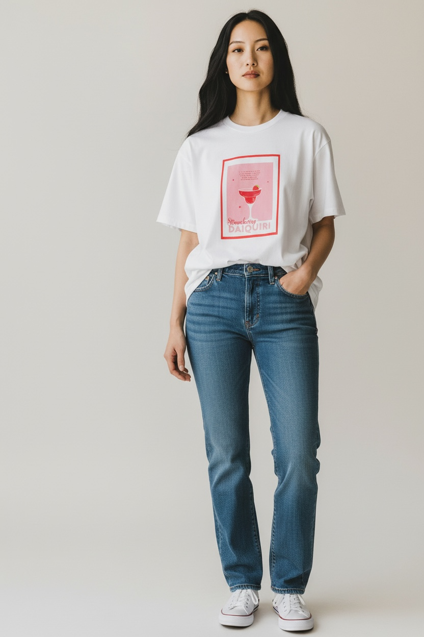 New Age Oversized Μακό T-shirt Daiguiri