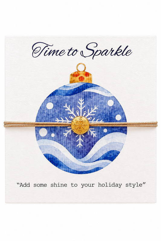 Queen Handmade Creations - Βραχιόλι Χιονονιφάδα με Χρυσό Επιχρυσωμένο Στοιχείο σε Κάρτα Δώρου