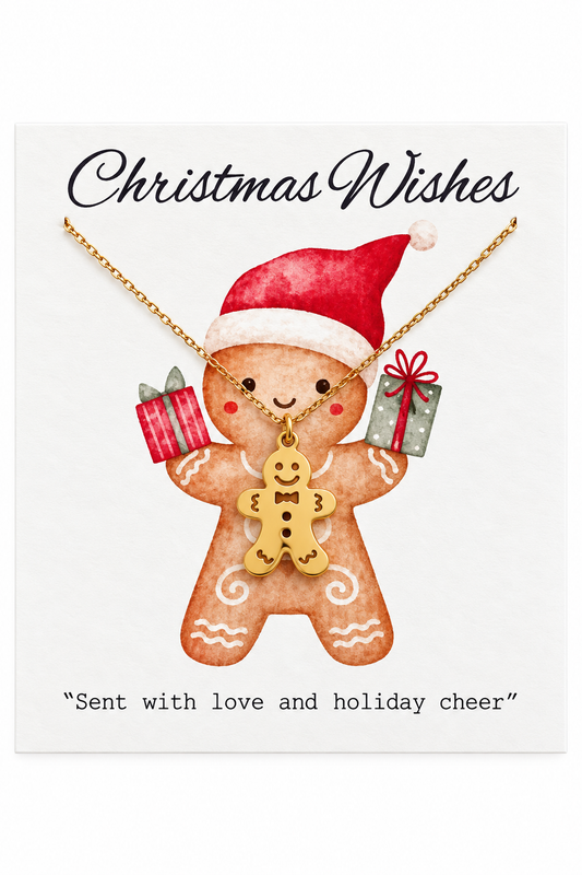 Queen Handmade Creations - Κολιέ Gingerbread με Χρυσό Επιχρυσωμένο Στοιχείο σε Κάρτα Δώρου