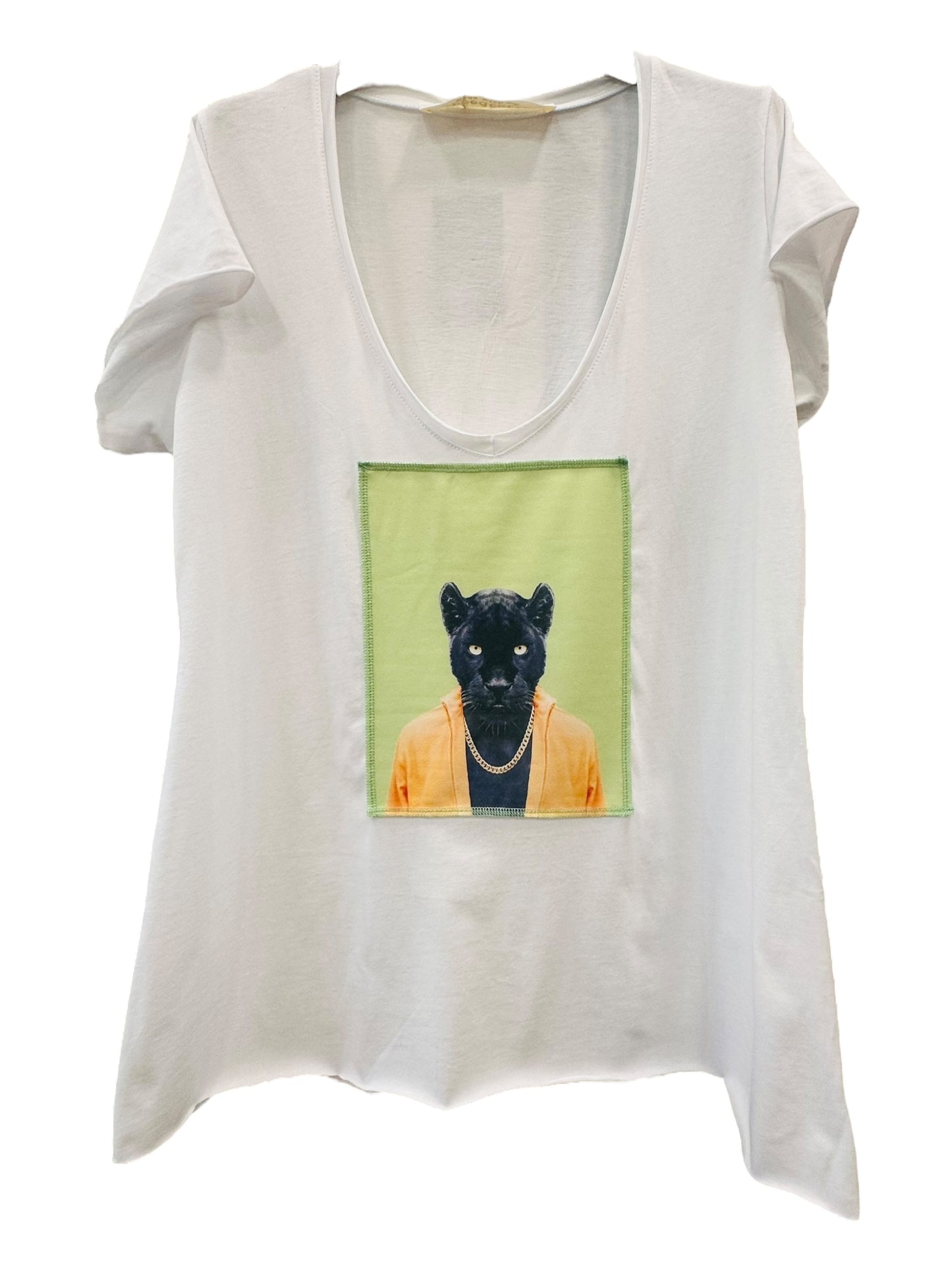 Ripped cotton T-shirt Λευκό Βαμβακερό Με Εξώραφη Στάμπα Mr Jaguar