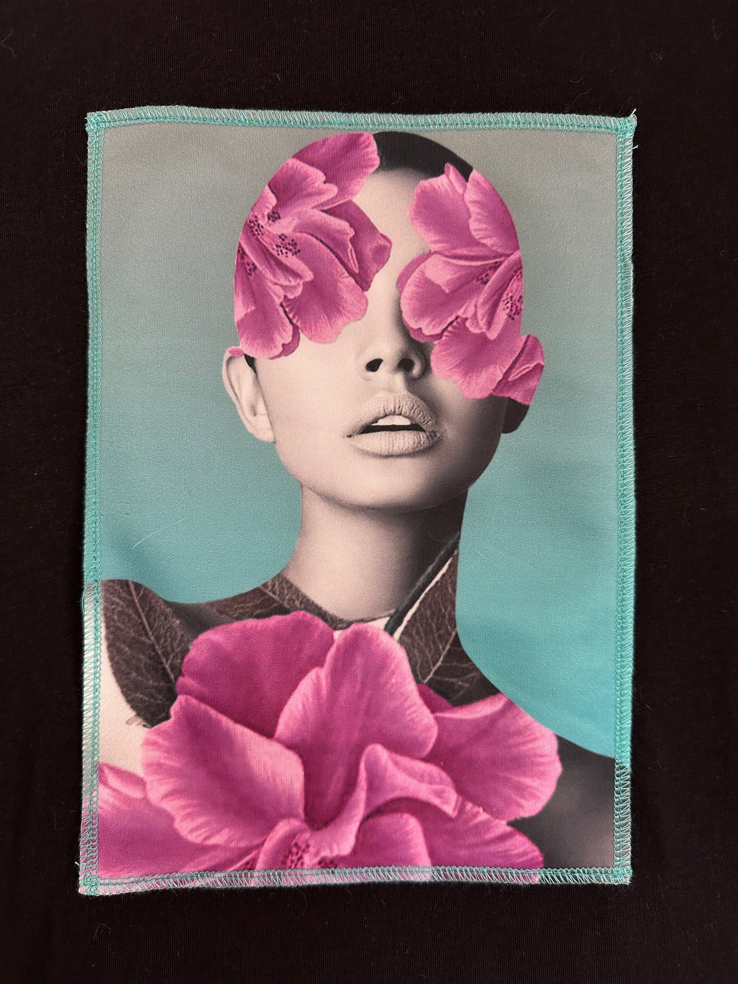 Ripped cotton T-shirt Μαύρο Βαμβακερό Με Εξώραφη Στάμπα Purple Flowers