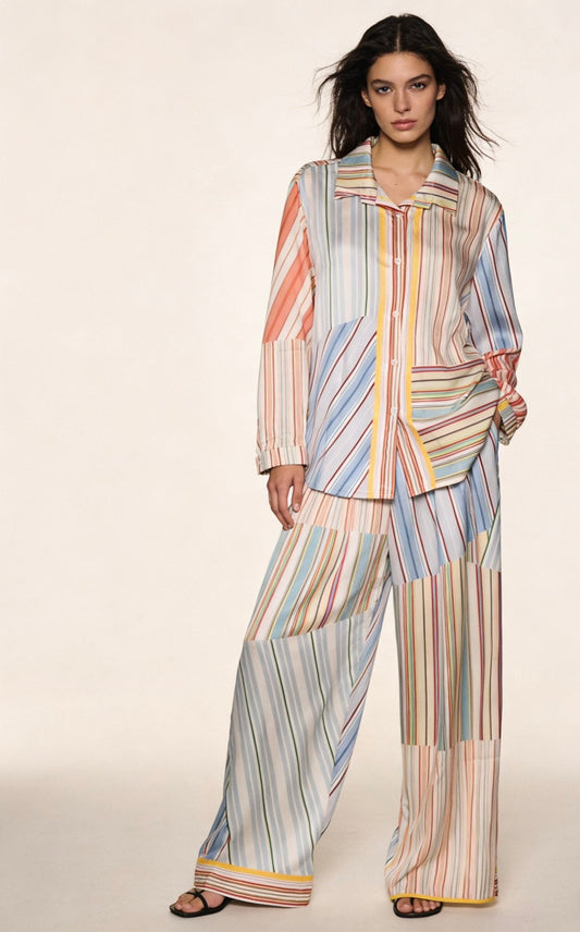 Charizma - Σετ Πουκάμισο & Παντελόνα Σατέν Ριγέ