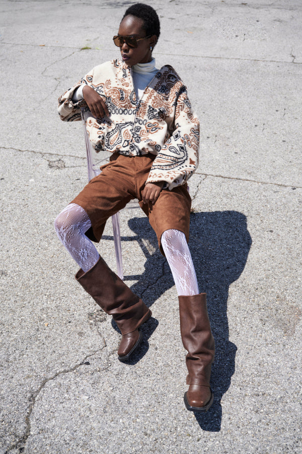 Lumina - Βερμούδα Τύπου Σουέτ σε Καμηλό Χρώμα