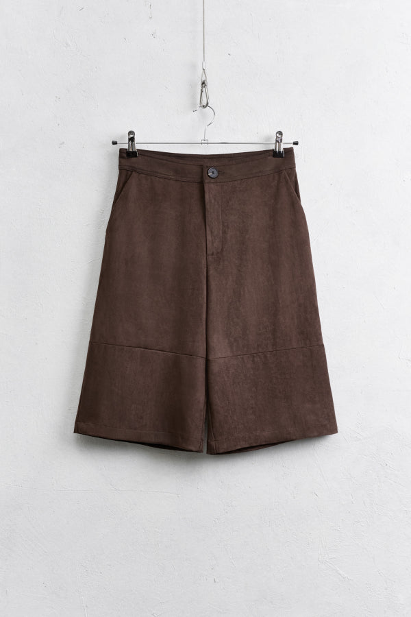 Lumina - Βερμούδα Τύπου Σουέτ σε Καφέ Χρώμα