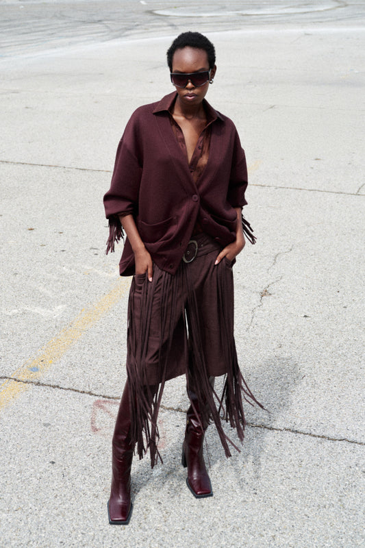 Lumina - Βερμούδα Τύπου Σουέτ σε Καφέ Χρώμα