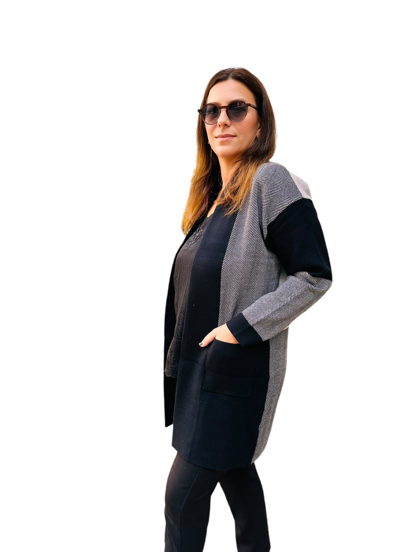 Charizma - Πλεκτή Ζακέτα Ψαροκόκκαλο & Τσέπες