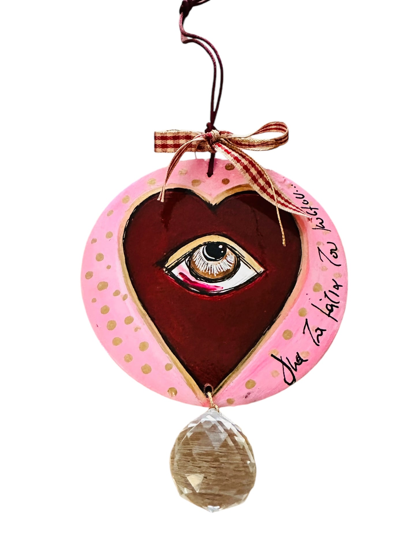 Ψαρόνι - Κεραμική Καρδιά Γούρι Με Κρύσταλλο