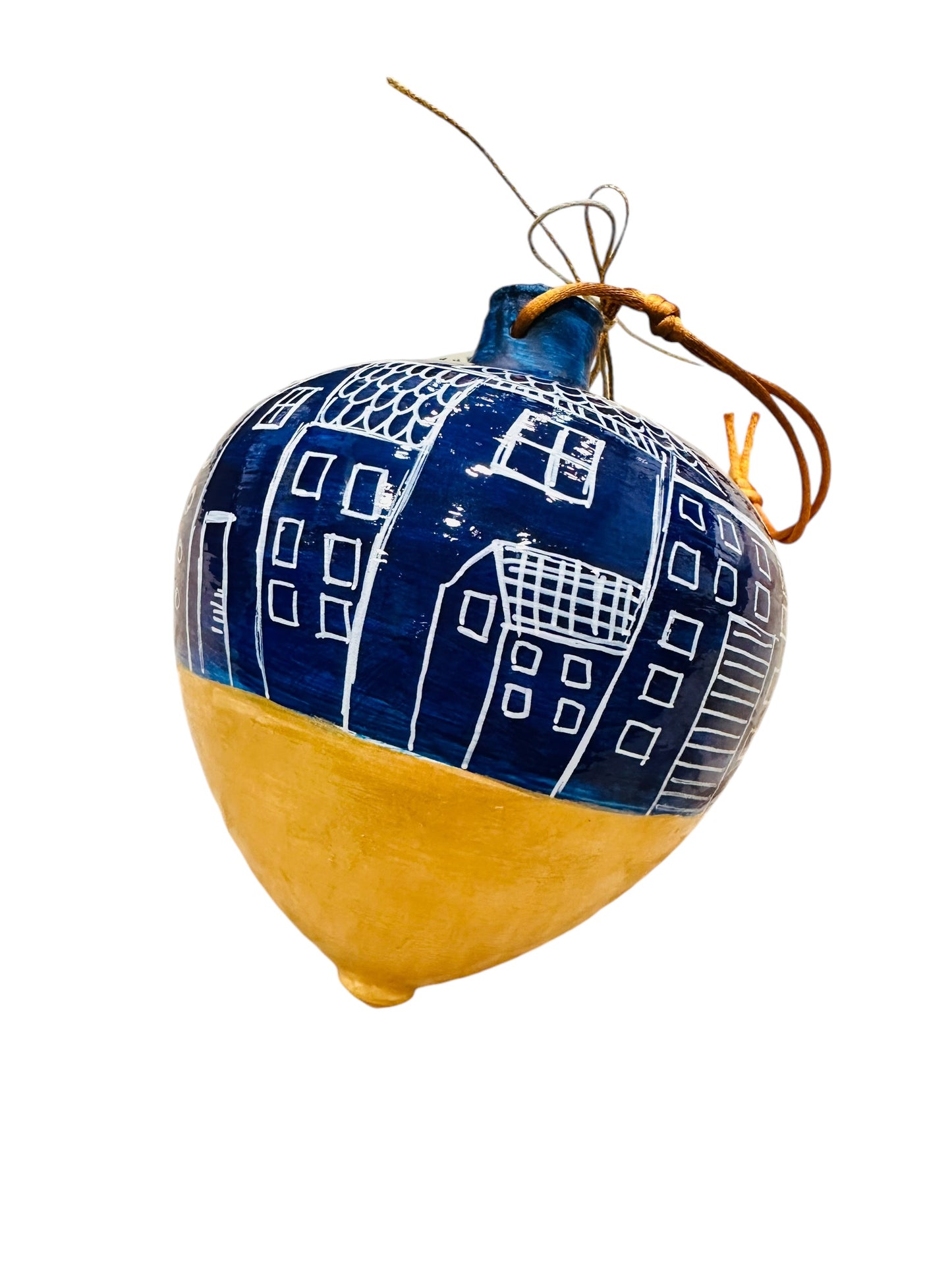 Ψαρόνι - Κεραμική Σβούρα Γούρι Μεγάλη Σπιτάκια Μπλε