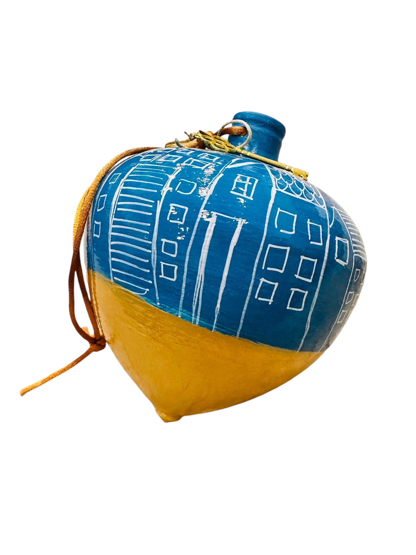 Ψαρόνι - Κεραμική Σβούρα Γούρι Μεγάλη Σπιτάκια Γαλάζια