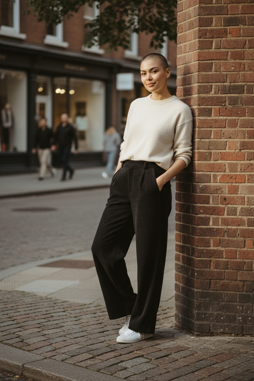 Lumina - Παντελόνι με Λάστιχο Πίσω, Πλαϊνές Τσέπες & Φερμουάρ Μαύρο