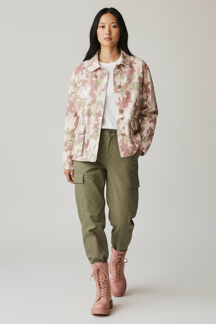 Lumina - Τζάκετ Cargo με Camouflage Print και Τσέπες