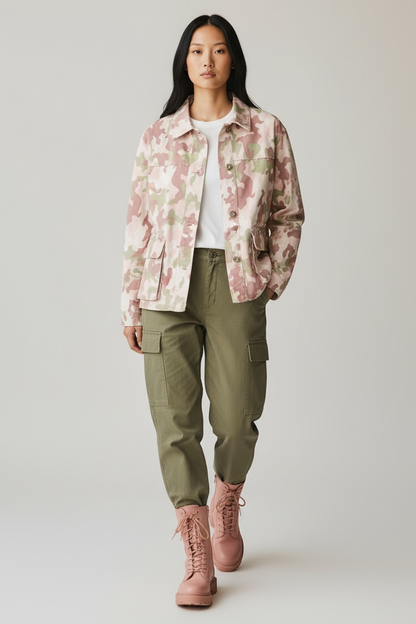 Lumina - Τζάκετ Cargo με Camouflage Print και Τσέπες