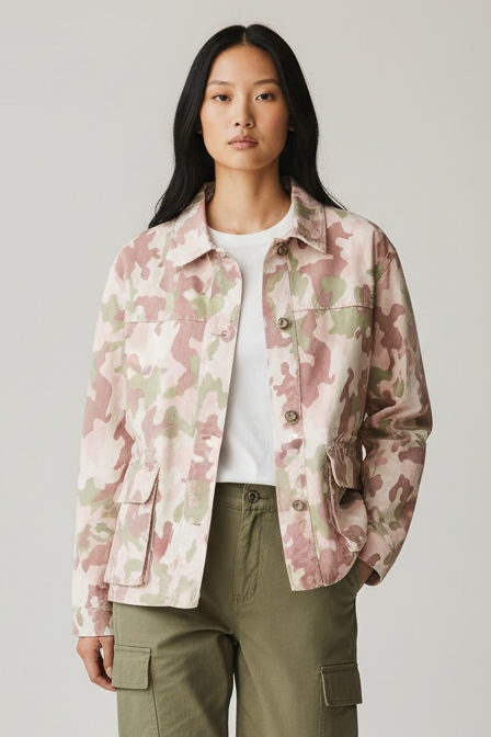 Lumina - Τζάκετ Cargo με Camouflage Print και Τσέπες