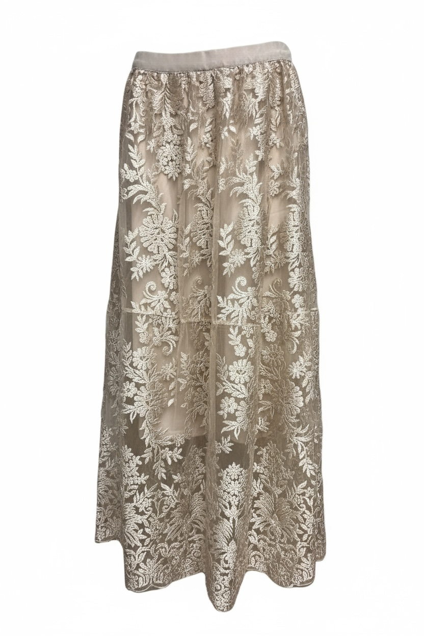 Charizma - Φούστα Maxi Δαντέλα Μπεζ