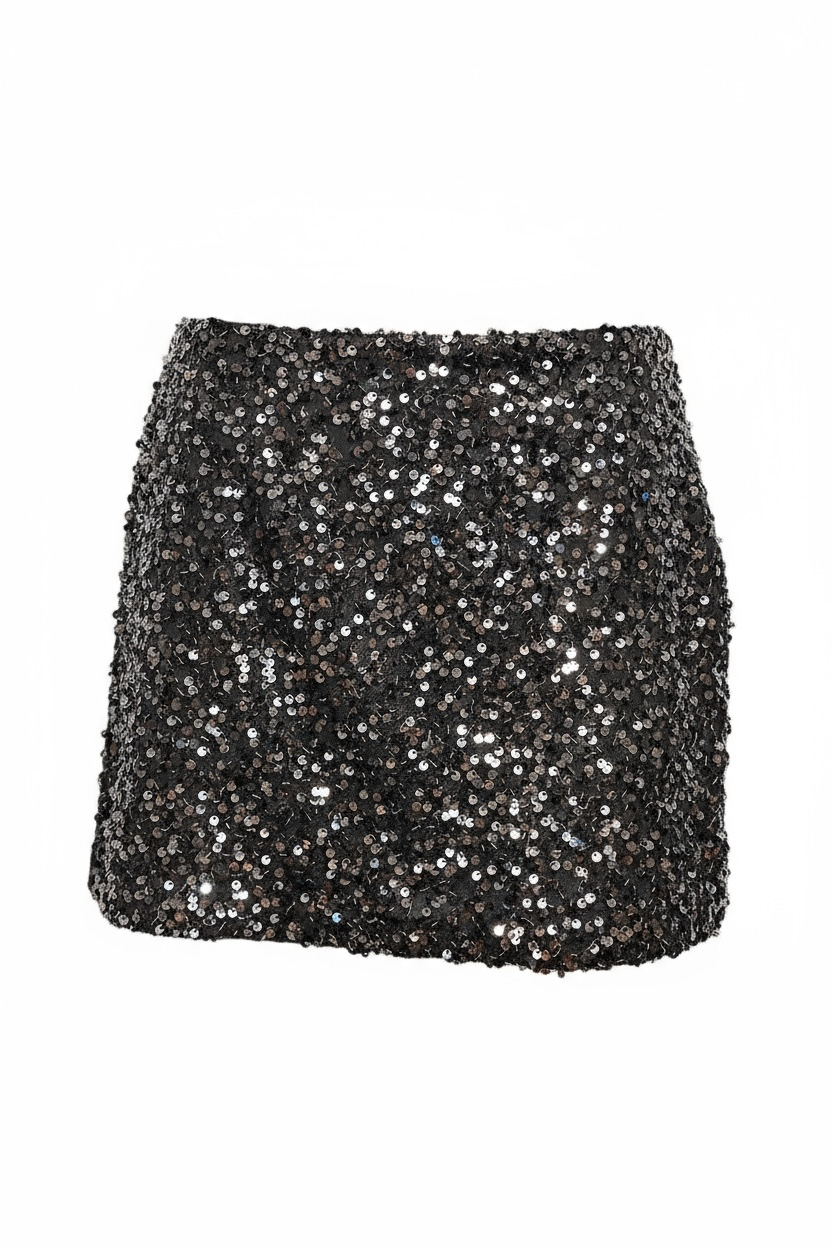 Charizma - Φούστα Μίνι με Λάστιχο στη Μέση & Παγιέτες Μαύρη