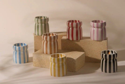 Paddywax Cabana Bora Bora - Φυτικό Κερί 184gr σε πράσινο ριγέ κεραμικό δοχείο