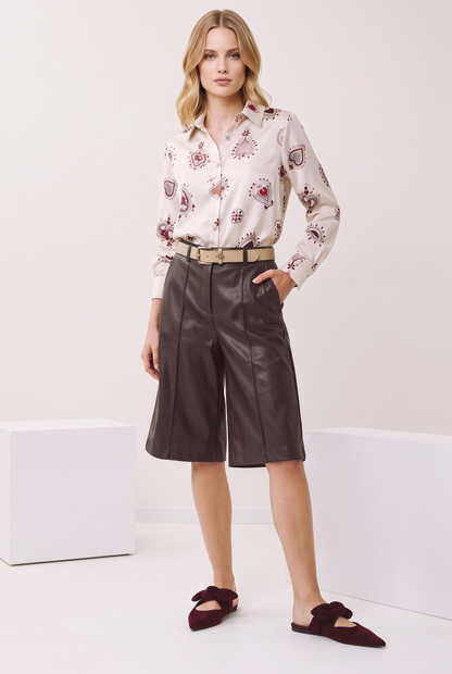 Figaro - Βερμούδα από Οικολογικό Δέρμα με Χαλαρή Γραμμή