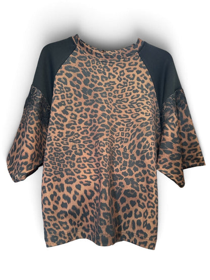 Figaro - Μπλούζα Animal print με λεπτομέρειες & Δαντέλα στους ώμους