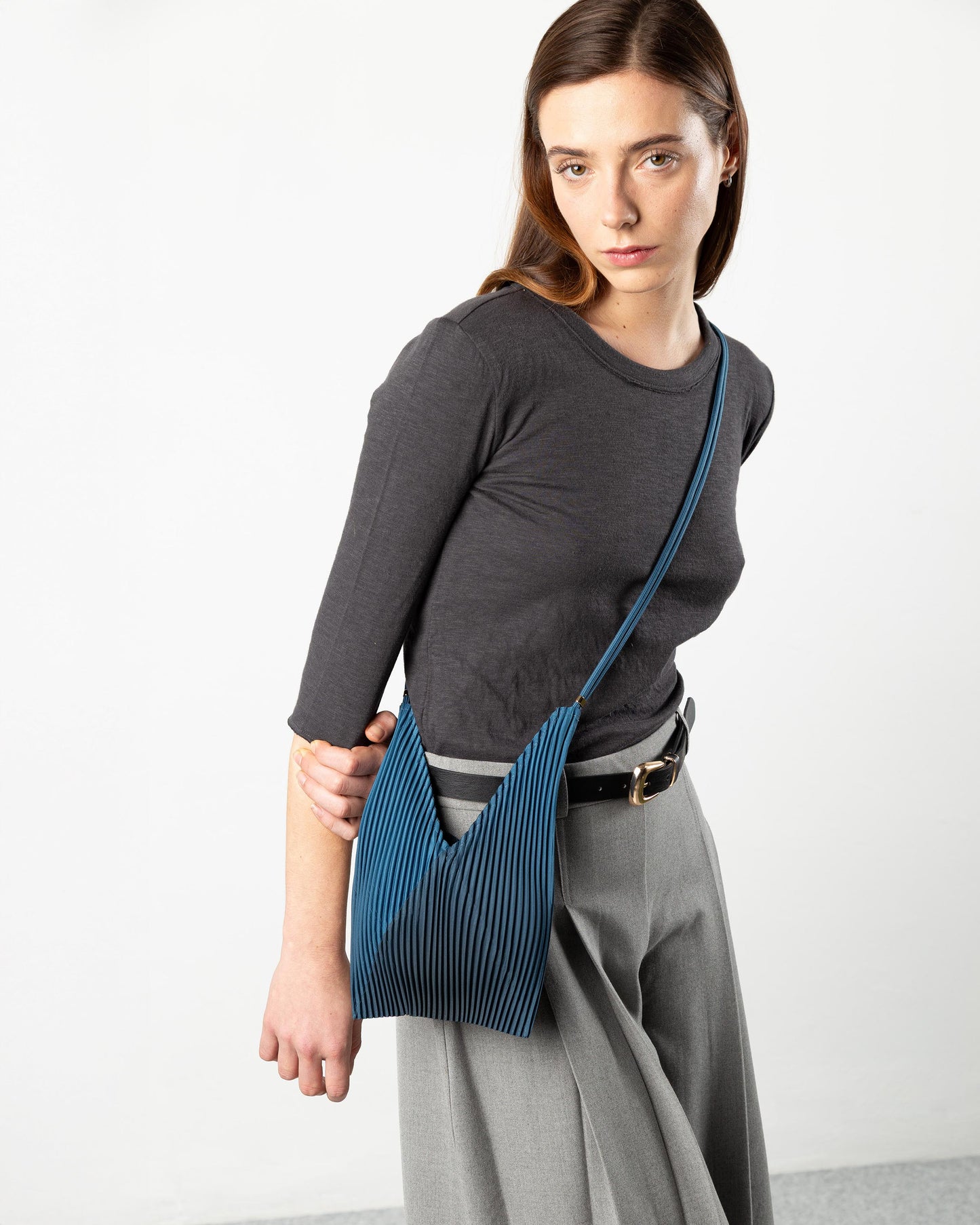 Multitudes - Τσάντα Baby Bag Πλισέ από Σατέν «Moroccan Blue» 17x28 εκ.