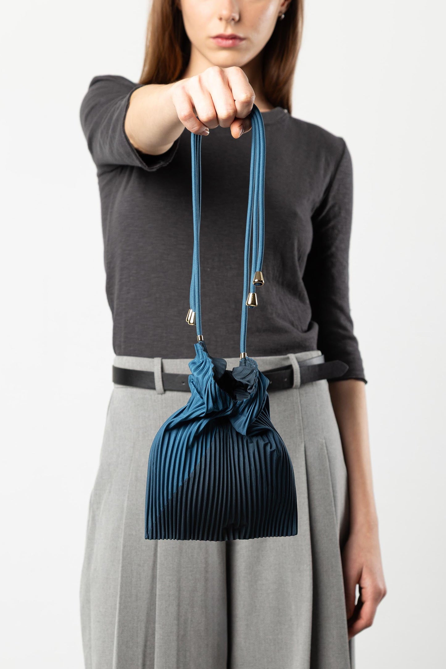 Multitudes - Τσάντα Baby Bag Πλισέ από Σατέν «Moroccan Blue» 17x28 εκ.