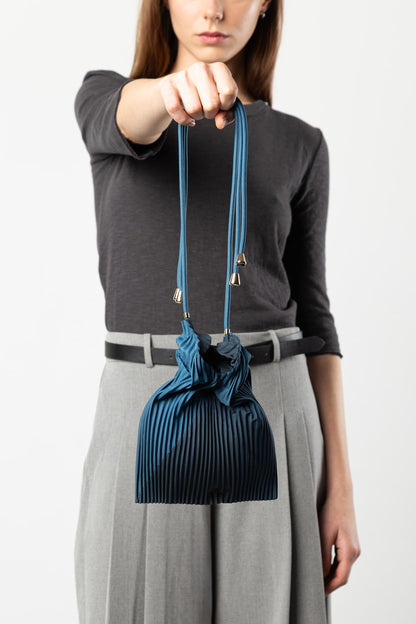 Multitudes - Τσάντα Baby Bag Πλισέ από Σατέν «Moroccan Blue» 17x28 εκ.